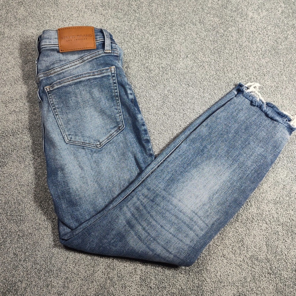 Lucky Brand Womens Jeans 2/26 Cotton High Rise Crop Bridgette Distressed Hem